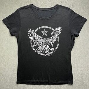 Bob Seger Women T-Shirt Black Rhinestone Eagle Graphic Band Tee Medium Rock